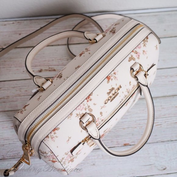 NWT Coach Rowan Satchel with Rose Bouquet Print - Picture 7 of 8